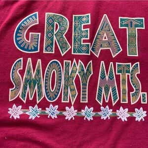 Vintage Tee Shirt Great Smoky Mountains Mens Adult Size XXL Maroon 90s Made USA